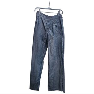 French Connection Chambray Wide-Leg Trousers | Size 0 | 27” Inseam, 9” Rise
